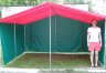 Торговая палатка Митек «Домик» 3,0 х 4,0 м бело-красно-зеленая из квадратной трубы 20 х 20 мм