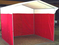 Торговая палатка Митек «Домик» 1,9 x 2,5 м бело-красная из трубы 18 мм