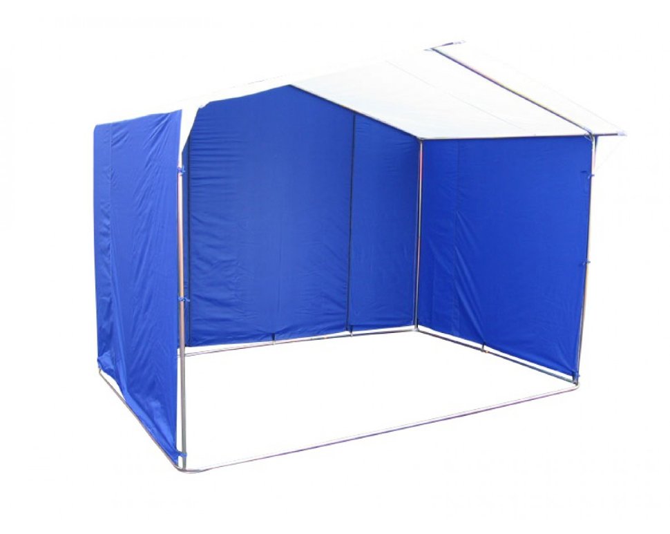 Торговая палатка Митек «Домик» 2,0 x 2,5 м бело-синяя из квадратной трубы 20 х 20 мм