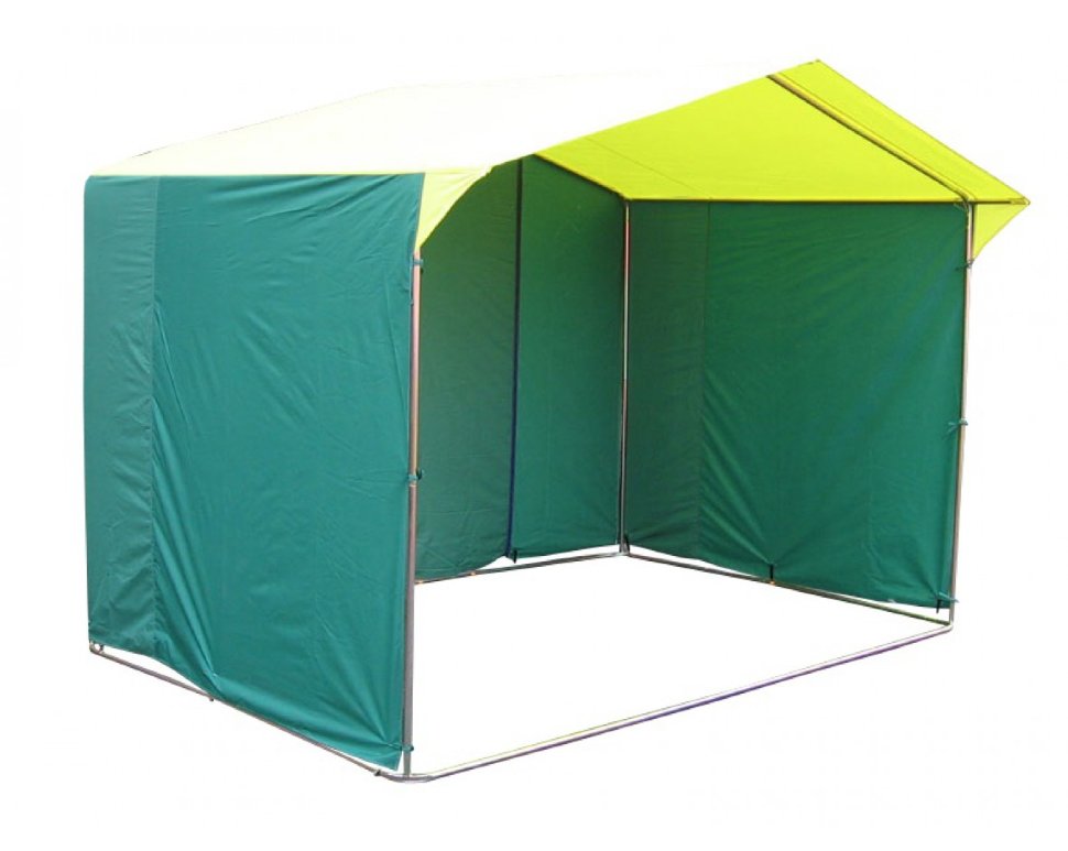 Торговая палатка Митек «Домик» 2,0 x 2,5 м желто-зеленая из квадратной трубы 20 х 20 мм