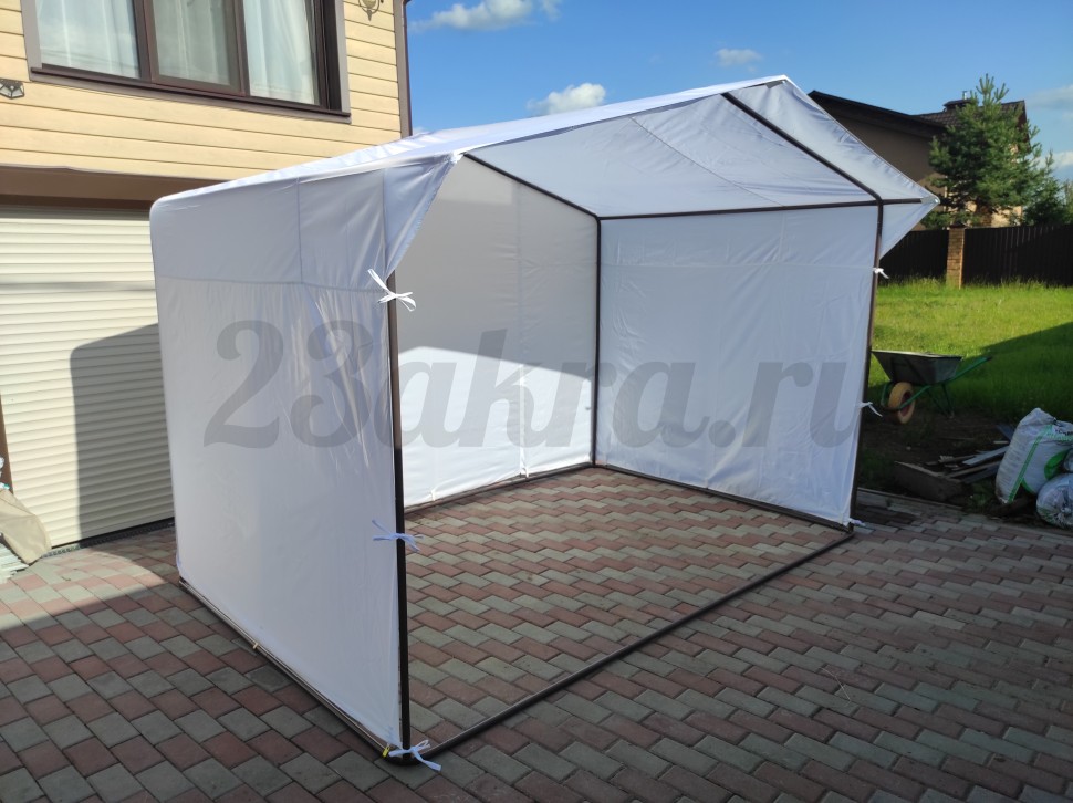 Торговая палатка «Домик» 2,0 x 3,0 м белая из трубы Ø 25 мм