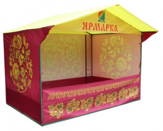 Торговая палатка с логотипом «Домик» 2,0 x 3,0 м хохлома для ярмарки из трубы Ø 25 мм