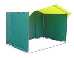 Торговая палатка Митек «Домик» 1,9 x 3,0 м желто-зеленая из трубы 18 мм