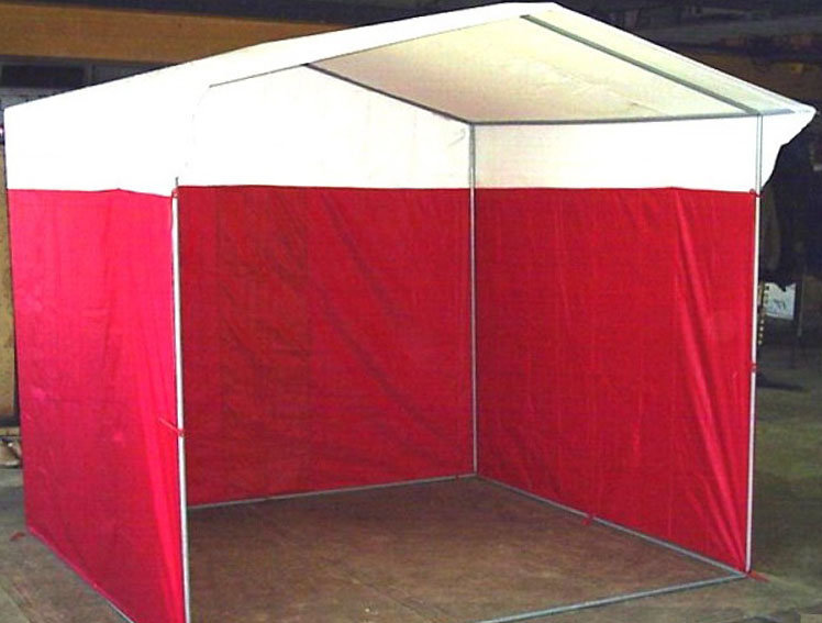Торговая палатка Митек «Домик» 1,9 x 3,0 м бело-красная из трубы 18 мм