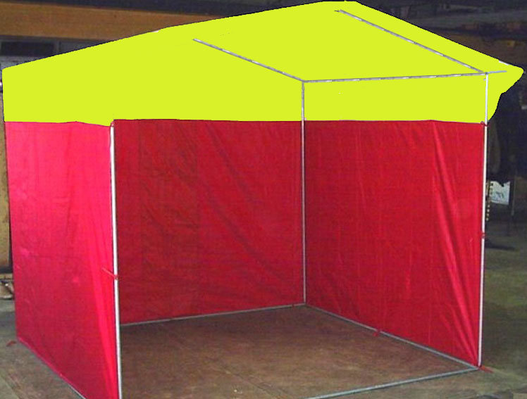 Торговая палатка Митек «Домик» 1,9 x 3,0 м желто-красная из трубы 18 мм