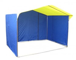 Торговая палатка Митек «Домик» 1,9 x 3,0 м желто-синяя из трубы 18 мм