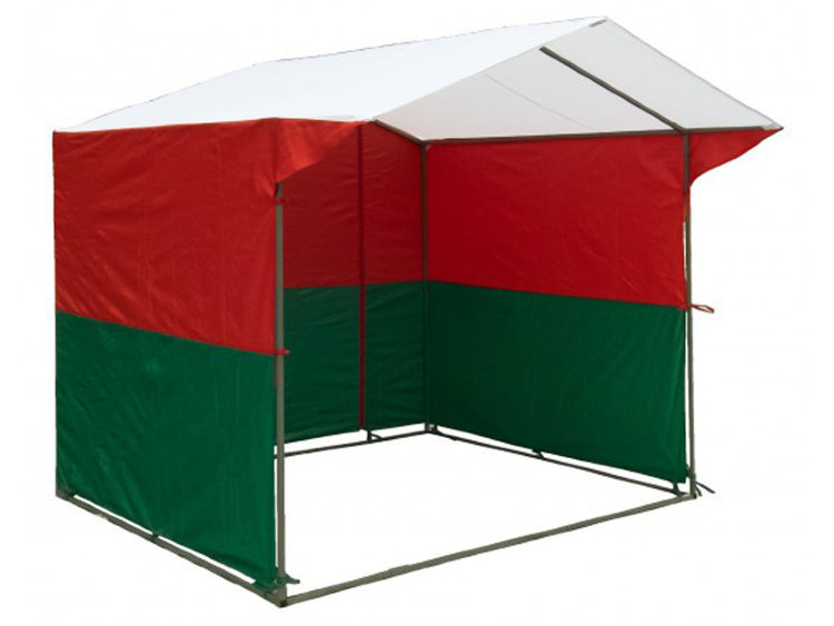 Торговая палатка Митек «Домик» 2,0 х 3,0 м бело-красно-зеленая из квадратной трубы 20 х 20 мм