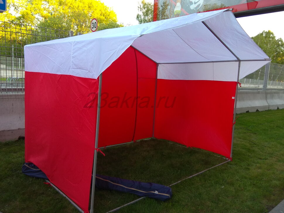 Торговая палатка Митек «Домик» 2,0 х 3,0 м бело-красная из квадратной трубы 20 х 20 мм