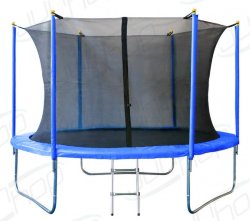 Батут JUNHOP 8’ - 2,4 м с защитной сеткой и лестницей синий лазурь