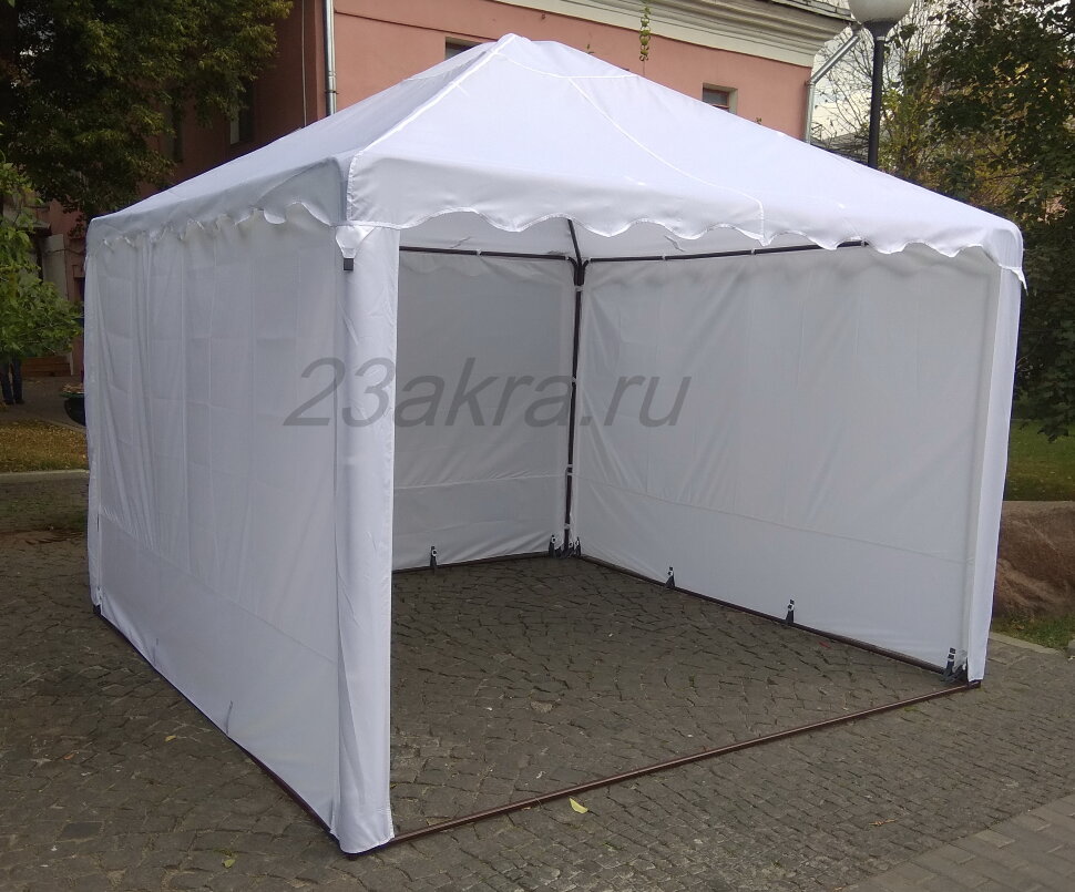 Торговый шатер 3х3 м (белый) со стенками (трубы 25 и 28 мм)