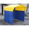 Торговая палатка Митек «Домик» 1,5 x 1,5 м желто-синяя из трубы 18 мм
