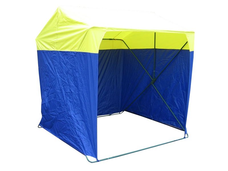 Торговая палатка Митек «Кабриолет» 1,5 x 1,5 м желто-синяя из трубы 18 мм