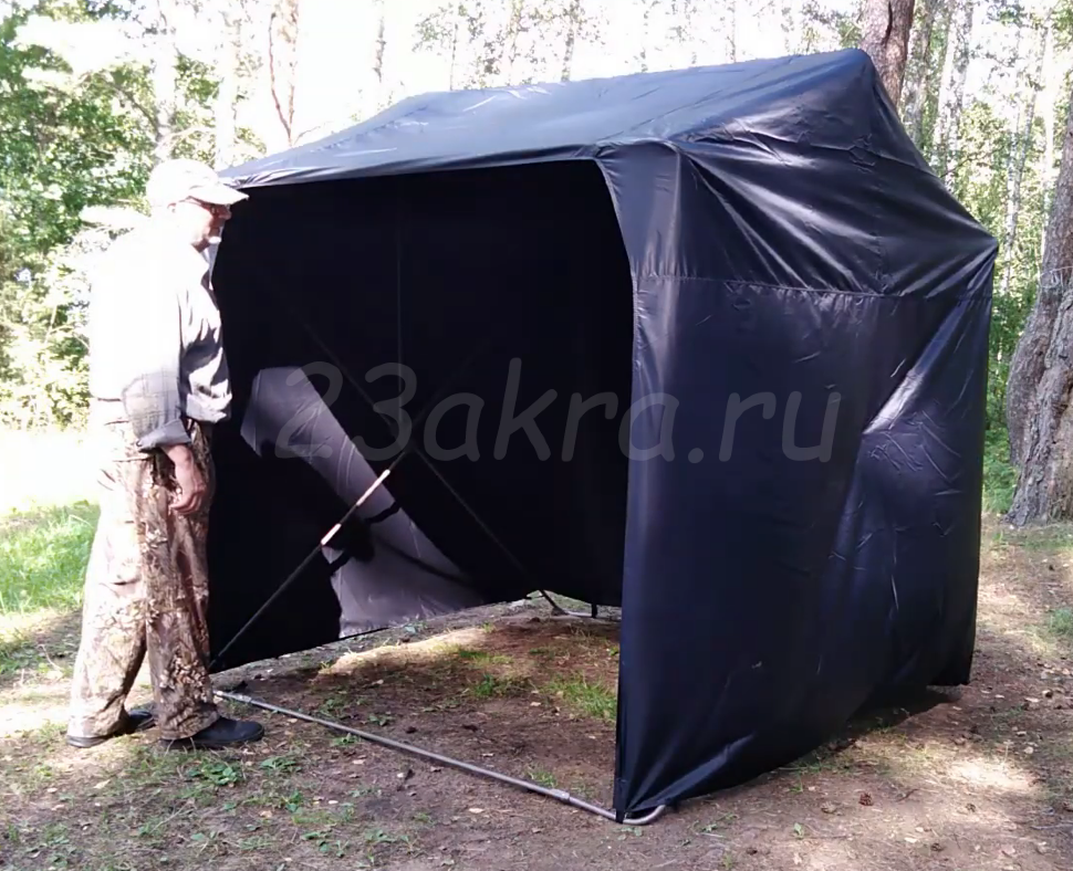 Торговая палатка Митек «Кабриолет» 2,0 x 2,5 м черная из трубы 18 мм