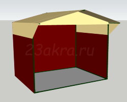 Торговая палатка Митек «Домик» 2,0 x 2,0 м бежево-бордовая из квадратной трубы 20 х 20 мм